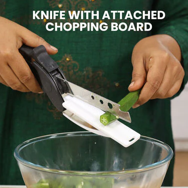 10 sec Onion & Veg Push Chopper + Garlic Crusher + Smart Knife (PC7) - Image 6