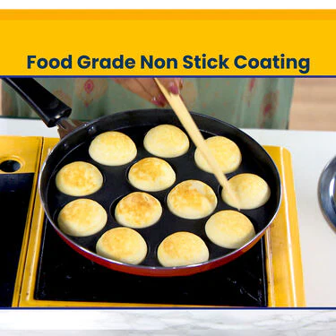 12 Cavity Nonstick Appam Patra with Long Handle & Lid (1AP3) - Image 4