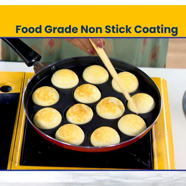 12 Cavity Nonstick Appam Patra with Long Handle & Lid (1AP3) - Image 5