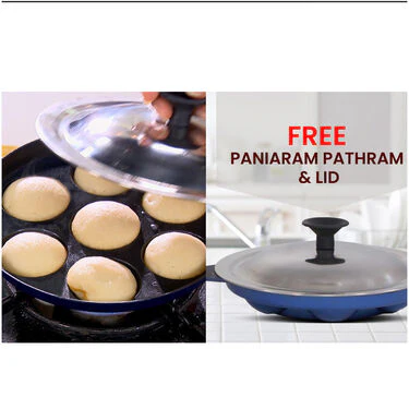 12 Cavity Nonstick Paniyaram Pathram & Lid + 7 Cavity Paniyaram Pathram & Lid (2AP1) - Image 2
