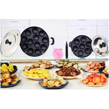 12 Cavity Nonstick Paniyaram Pathram & Lid + 7 Cavity Paniyaram Pathram & Lid (2AP1) - Image 4