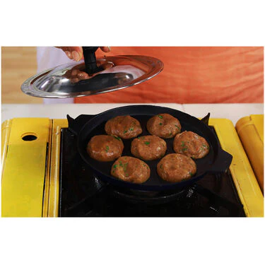 12 Cavity Nonstick Paniyaram Pathram & Lid + 7 Cavity Paniyaram Pathram & Lid (2AP1) - Image 6