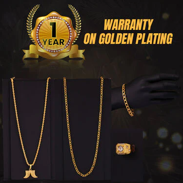 2 Golden Chain + Bracelet + Pendant + Austrian Diamond Ring (MGJ33) - Image 8