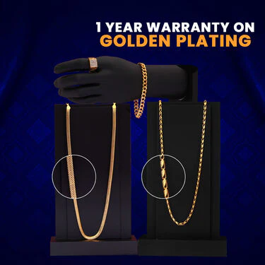 2 Golden Chain + Bracelet + Ring + Free Watch (2GCBRW18) - Image 6