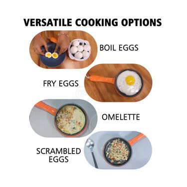 2 in 1 Multi Functional Electric 7 Egg Boiler Roaster Heater Fryer (HEFM2) - Image 3