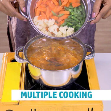 2 in 1 Stainless Steel Multi layer Cooking + Steamer Pot (2MCP1) - Image 3