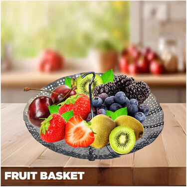 3 in 1 Stainless Steel Folding Steamer, Strainer And Fruit Basket (SSFB) - Image 5
