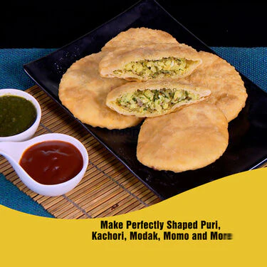 4 in 1 Puri Kachori & Gujiya & Momo-Modak Maker + Free 6 Pcs Snack Maker (PKG12) - Image 9
