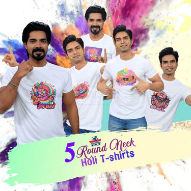 5 Round Neck Holi T-Shirts (5RT28)
