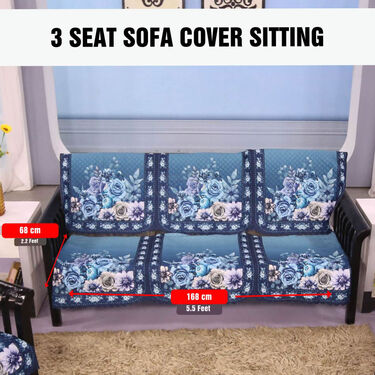 5 Seater Designer Quilted Sofa Cover Set (5VSC2) - Image 10