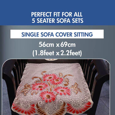 5 Seater Floral Printed Sofa Cover Set With Free Table Cover (5FSC3) - Image 3