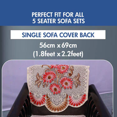 5 Seater Floral Printed Sofa Cover Set With Free Table Cover (5FSC3) - Image 4