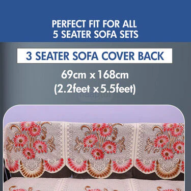 5 Seater Floral Printed Sofa Cover Set With Free Table Cover (5FSC3) - Image 6