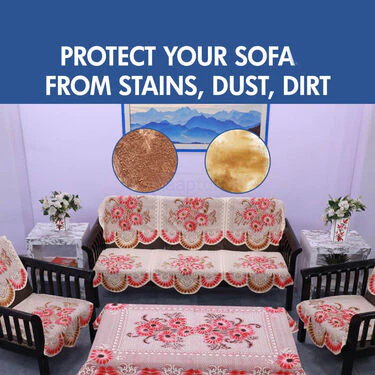 5 Seater Floral Printed Sofa Cover Set With Free Table Cover (5FSC3) - Image 7