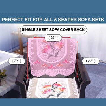 5 Seater French Lace Sofa Cover with 5 Filled Cushions Free (5FSC1) - Image 10
