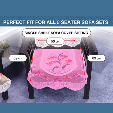 5 Seater French Lace Sofa Cover with 5 Filled Cushions Free (5FSC1) - Image 11