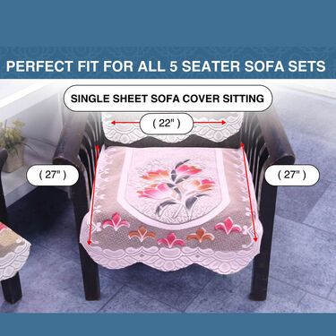 5 Seater French Lace Sofa Cover with 5 Filled Cushions Free (5FSC1) - Image 12