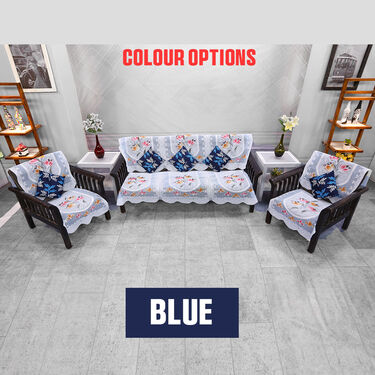 5 Seater French Lace Sofa Cover with 5 Filled Cushions Free (5FSC1) - Image 3