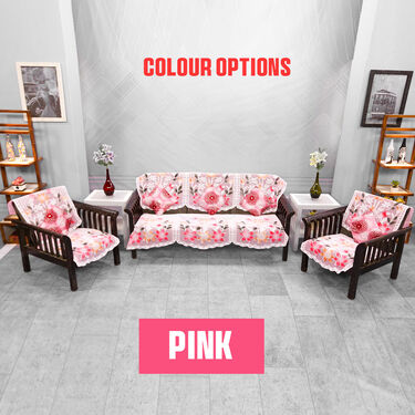 5 Seater French Lace Sofa Cover with 5 Filled Cushions Free (5FSC1) - Image 4