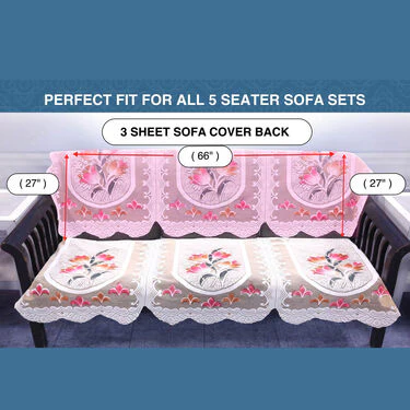 5 Seater French Lace Sofa Cover with 5 Filled Cushions Free (5FSC1) - Image 6
