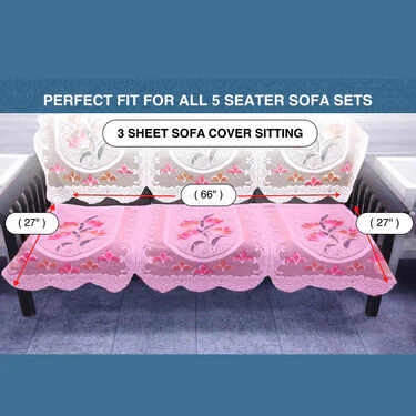 5 Seater French Lace Sofa Cover with 5 Filled Cushions Free (5FSC1) - Image 8