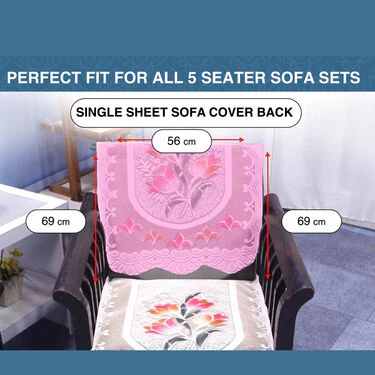 5 Seater French Lace Sofa Cover with 5 Filled Cushions Free (5FSC1) - Image 9