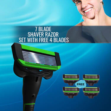 7 Blade Comfort Shaver Razor set with Free 4 Blades (7BS4) - Image 2