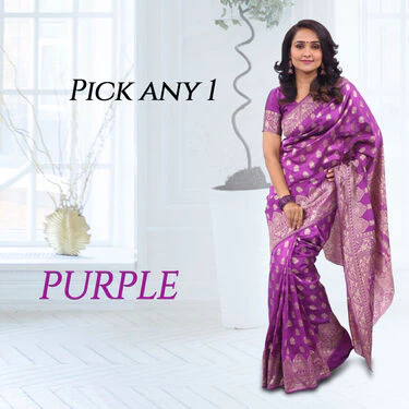 Banarasi Inspired Jacquard Weaved Art Silk Saree (BJS-2) - Image 3
