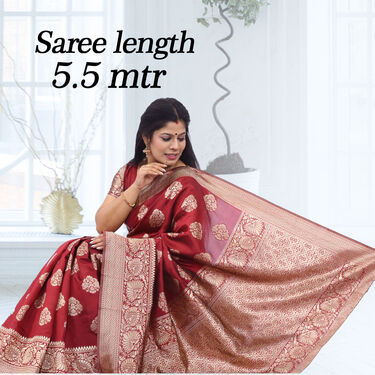 Banarasi Inspired Jacquard Weaved Art Silk Saree (BJS-2) - Image 5