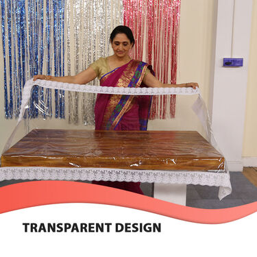Buy 1 Get 1 Transparent Table Cover With Decorative Lace (TC1) - Image 3