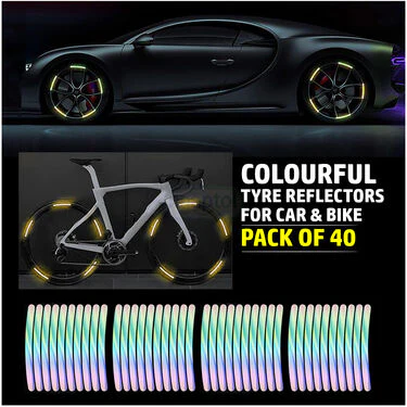 Colorful Tyre Reflectors For Car & Bike Pack Of 40 (CTRP40)
