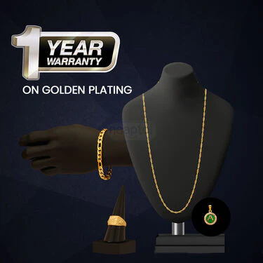 Golden Chain + Alphabet Pendant + Golden Bracelet + Ring (MGJ36) - Image 6