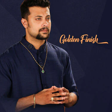 Golden Chain + Alphabet Pendant + Golden Bracelet + Ring (MGJ36) - Image 7