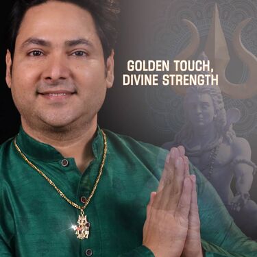 Golden Mahadev Trishul Damru Pendant + Golden Chain (MGJ48) - Image 4
