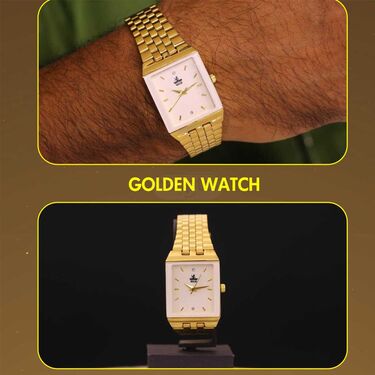Golden  Watch  + 2 Chain + Bracelet + Ring (MGW2CBR10) - Image 3