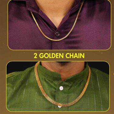Golden  Watch  + 2 Chain + Bracelet + Ring (MGW2CBR10) - Image 7