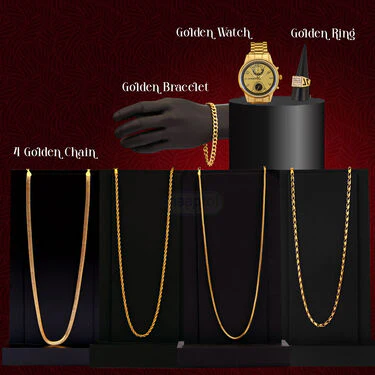 Golden Watch + 4 Golden Chains + Barcelet + Ring (MGW4CBR) - Image 6