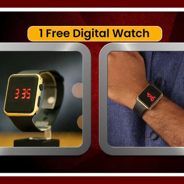 Golden Watch + Golden Chain with Free Digital Watch (MGWCFD1) - Image 4