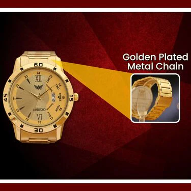 Golden Watch + Golden Chain with Free Digital Watch (MGWCFD1) - Image 5