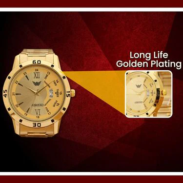 Golden Watch + Golden Chain with Free Digital Watch (MGWCFD1) - Image 9