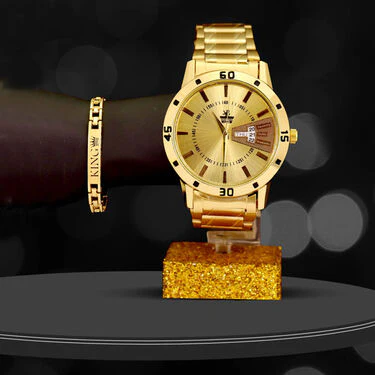 Golden Watch + Golden King Bracelet (MGWB4) - Image 2