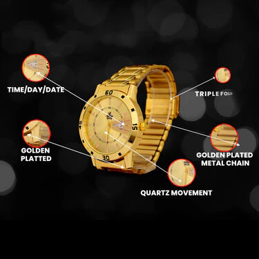 Golden Watch + Golden King Bracelet (MGWB4) - Image 3
