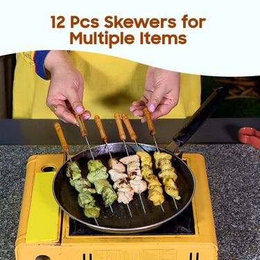 Grill & Roast 12 Pcs Reusable Stainless Steel Barbeque Skewers (12BBS1) - Image 3