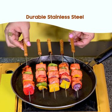 Grill & Roast 12 Pcs Reusable Stainless Steel Barbeque Skewers (12BBS1) - Image 5