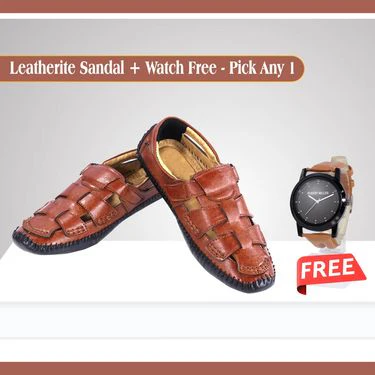 Leatherite Sandal   Leatherite Watch Free (SW7) - Pick Any 1 - Image 2