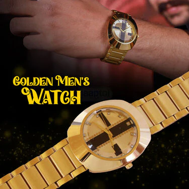 Mens Golden Watch With Free Ladies Designer Watch (MLGW13) - Image 2