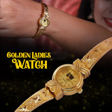 Mens Golden Watch With Free Ladies Designer Watch (MLGW13) - Image 3