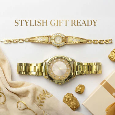 Men's Golden Watch With Free Ladies Designer Watch (MLGW18) - Image 4