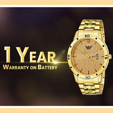 Men's Golden Watch with Golden Chain + Bracelet + Ring (MGWCBR1) - Image 3