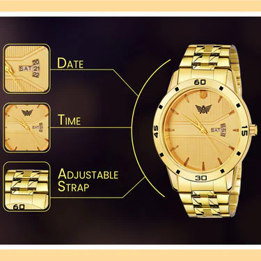Men's Golden Watch with Golden Chain + Bracelet + Ring (MGWCBR1) - Image 4